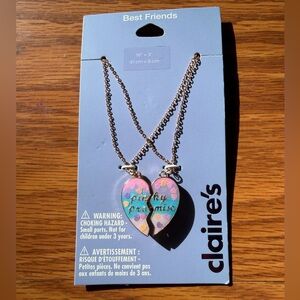 NWT-Claire's Pinky Promise BFF Heart Necklace Set